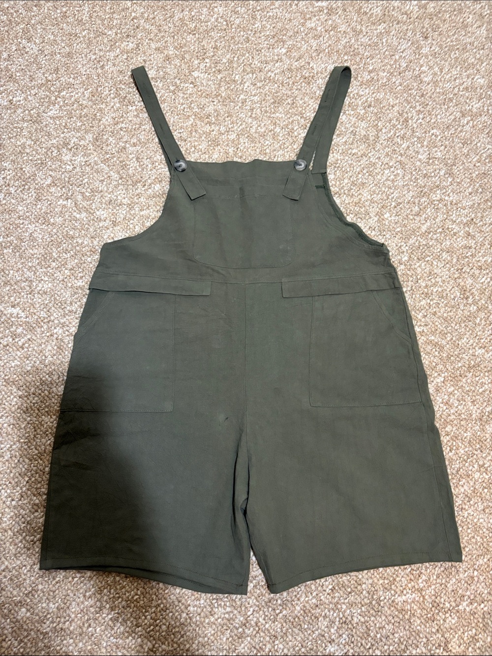 Olive Green Short Overalls Romper